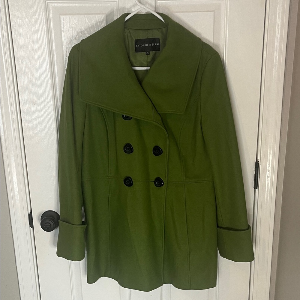 ANTONIO MELANI Green Double-Breasted Pea Coat